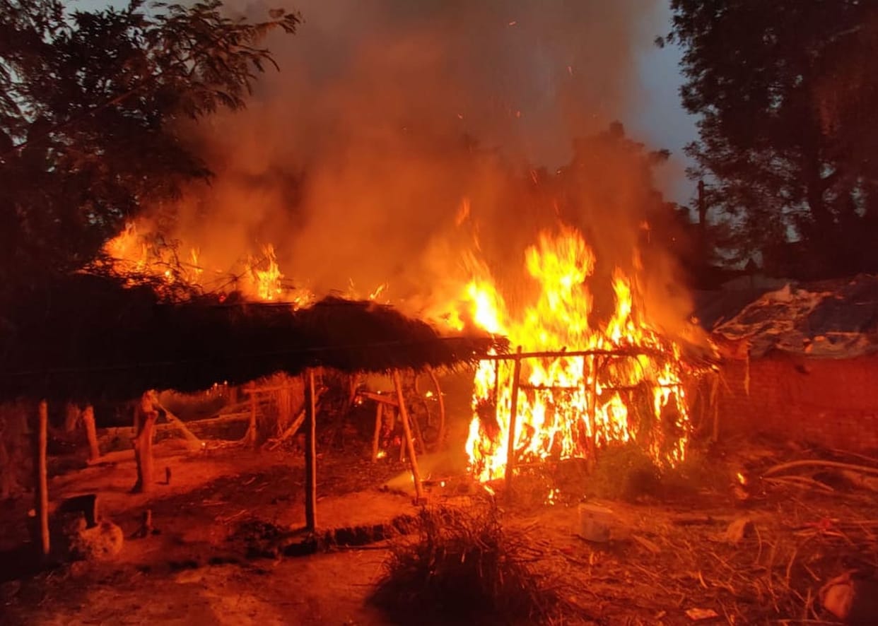 Chaotic elements set fire in cow shelter home