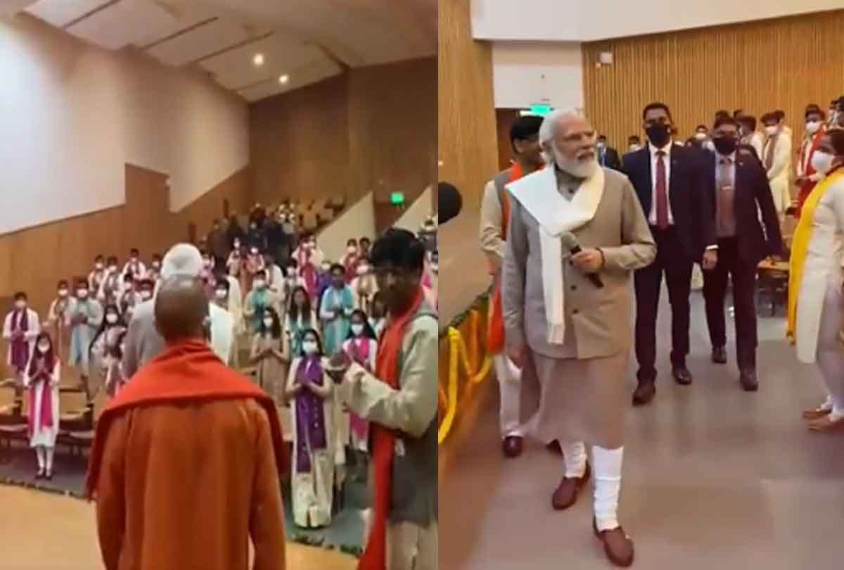 Breaking the protocol, PM Modi was honored to meet the students sitting in the other hall