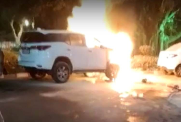 BJP MLA car caught fire in Chandigarh