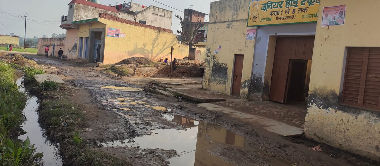 Villagers and students upset due to waterlogging