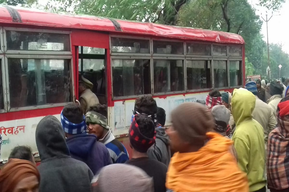 Road accident in Mau tractor trolley overturned due to collision with UP roadways bus minor boy dies and  one injured