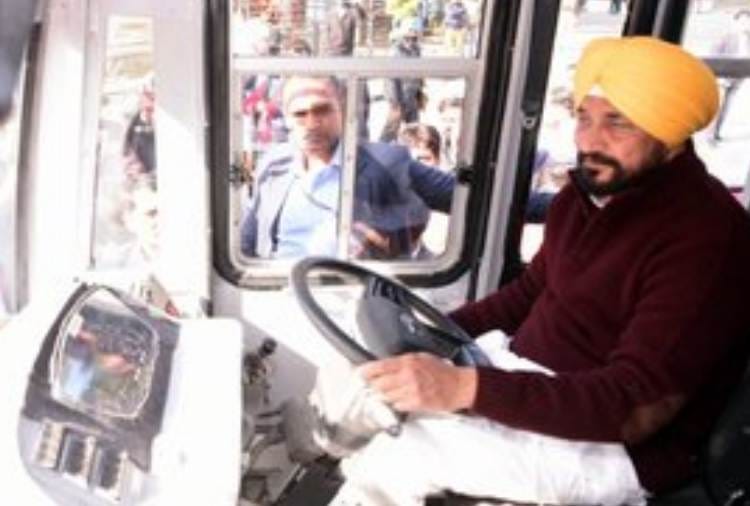 Punjab CM Charanjit Singh Channi drove bus from his official residence in Chandigarh