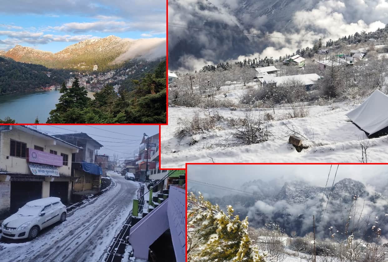 uttarakhand weather update today news: uttarakhand hill stations covered with snow, see photos