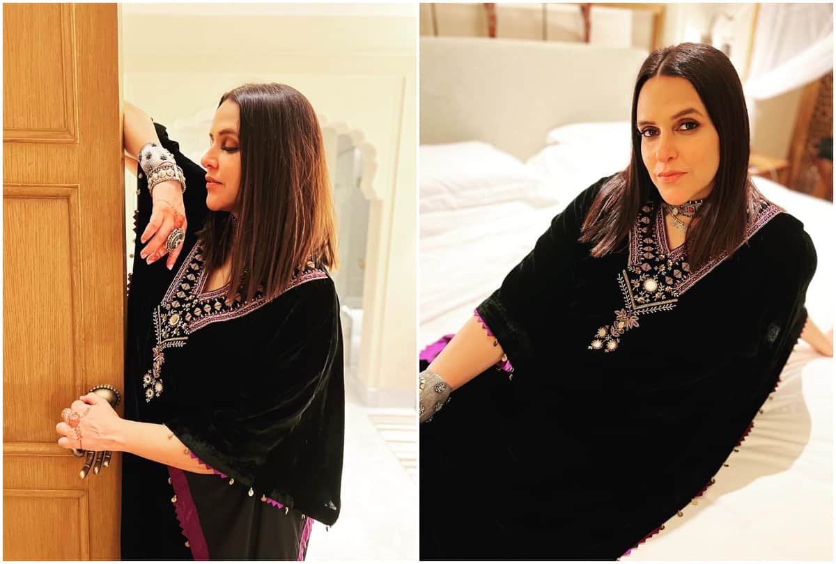 Social Media: Neha Dhupia shared some of her pictures from Vicky-Katrina wedding ask fans to find Angad name in Mehndi
