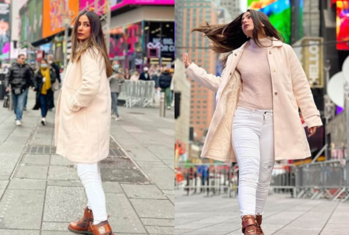 hina khan looks stunning in her latest photo shoot she poses on new york streets