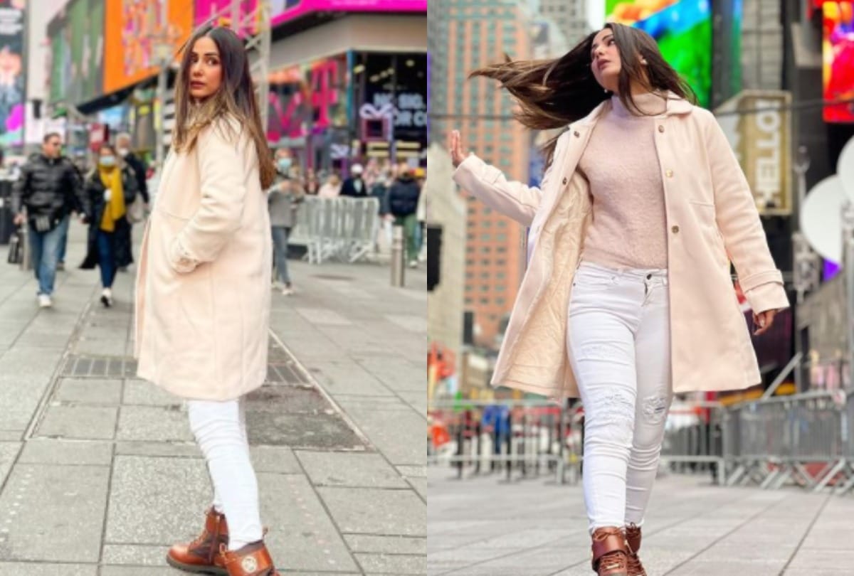 hina khan looks stunning in her latest photo shoot she poses on new york streets