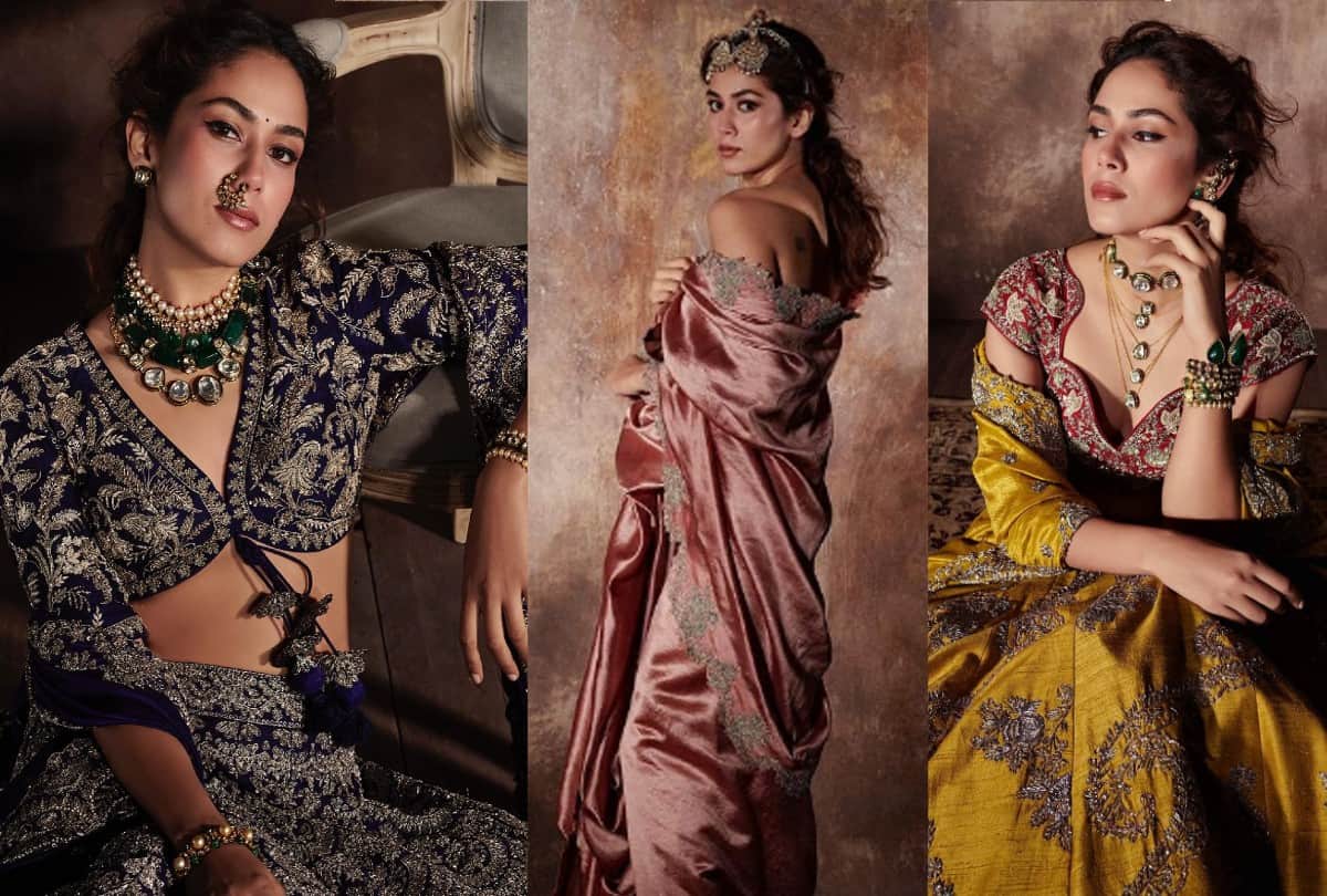 Mira Rajput Bold Look Photos in Deep Neckline Blouse and lehenga