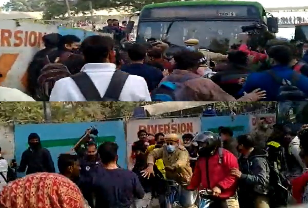 Delhi Sangam Vihar people create furor as bus do not stop on stands scuffle between public and police destruction in buses 5 detained
