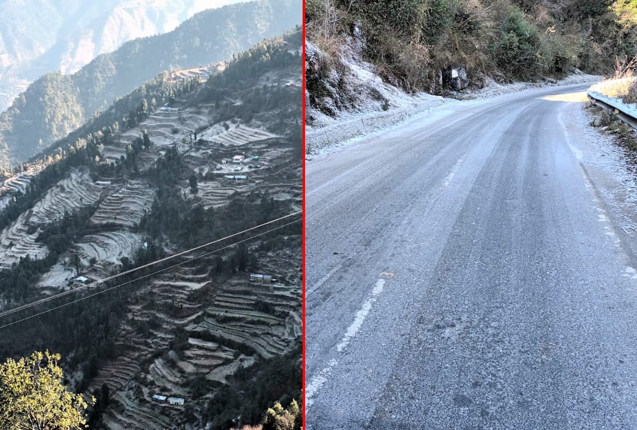 uttarakhand weather: frost increased in Mussoorie, it is difficult for vehicles to move on roads, see photos