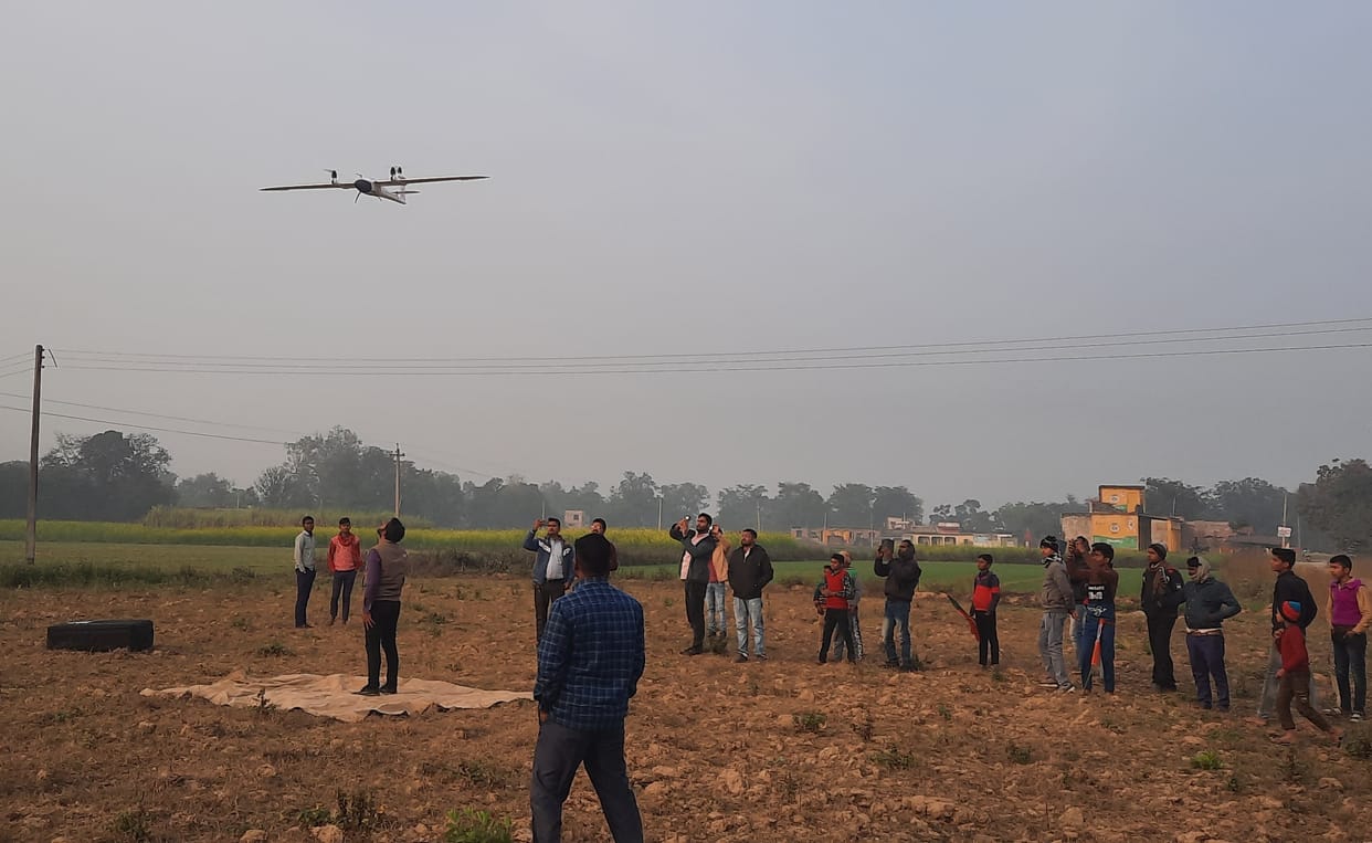 Survey of land of population done by drone