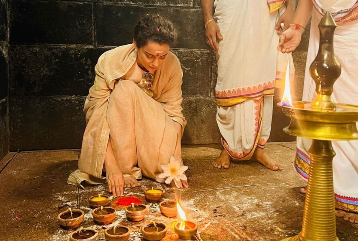 New Year 2022 Kangana Ranaut Look in Tirupati balaji mandir Photos Viral