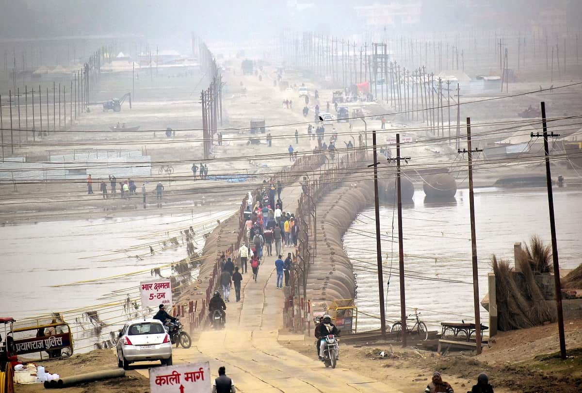 Magh Mela: Preparations for the Mela in the first rain, roads collapsed