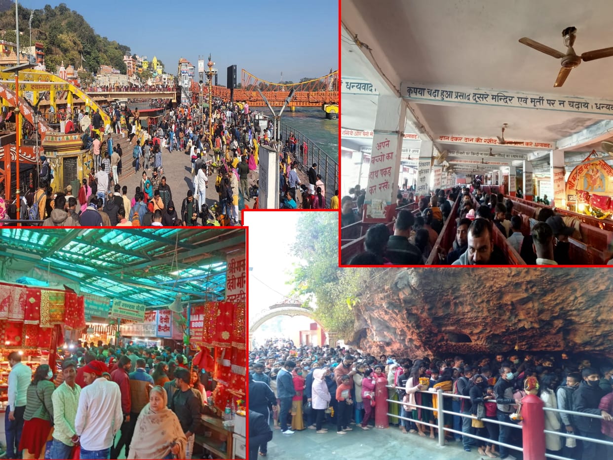 uttarakhand news: Lessons not taken from Vaishno Devi accident, huge crowd gathered in temples on new year first day, see photos