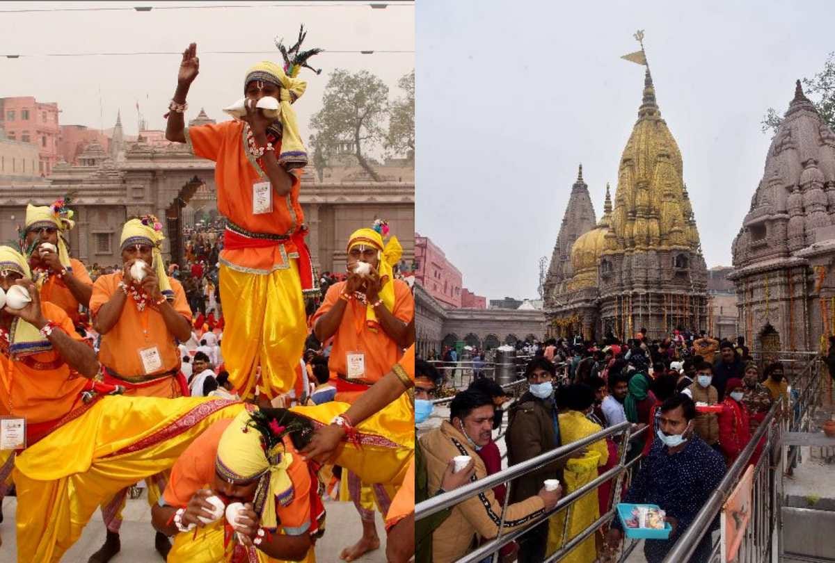 varanasi news year 2022: More than five lakh devotees reached Kashi Vishwanath and Shankhnaad in dham on sound of Damru see photos