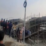 सांबा जिले में गिरी पुल की शटरिंग।