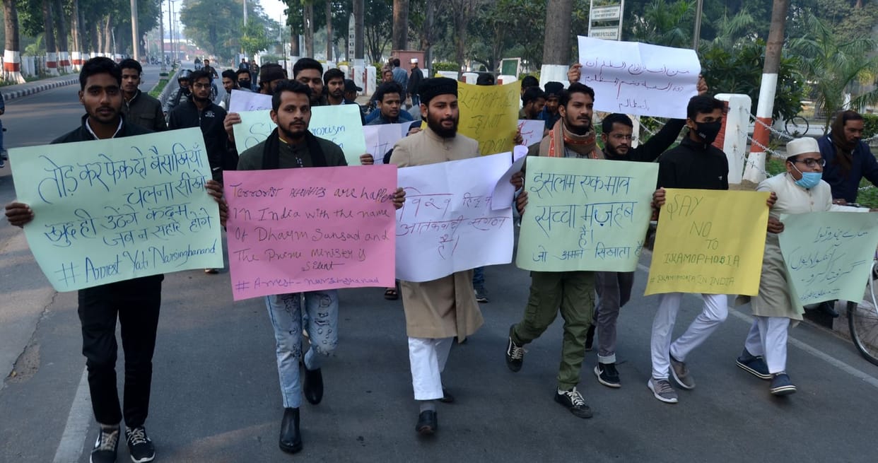 AMU students protest against Dharma Sansad, sloganeering against Yogi-Modi