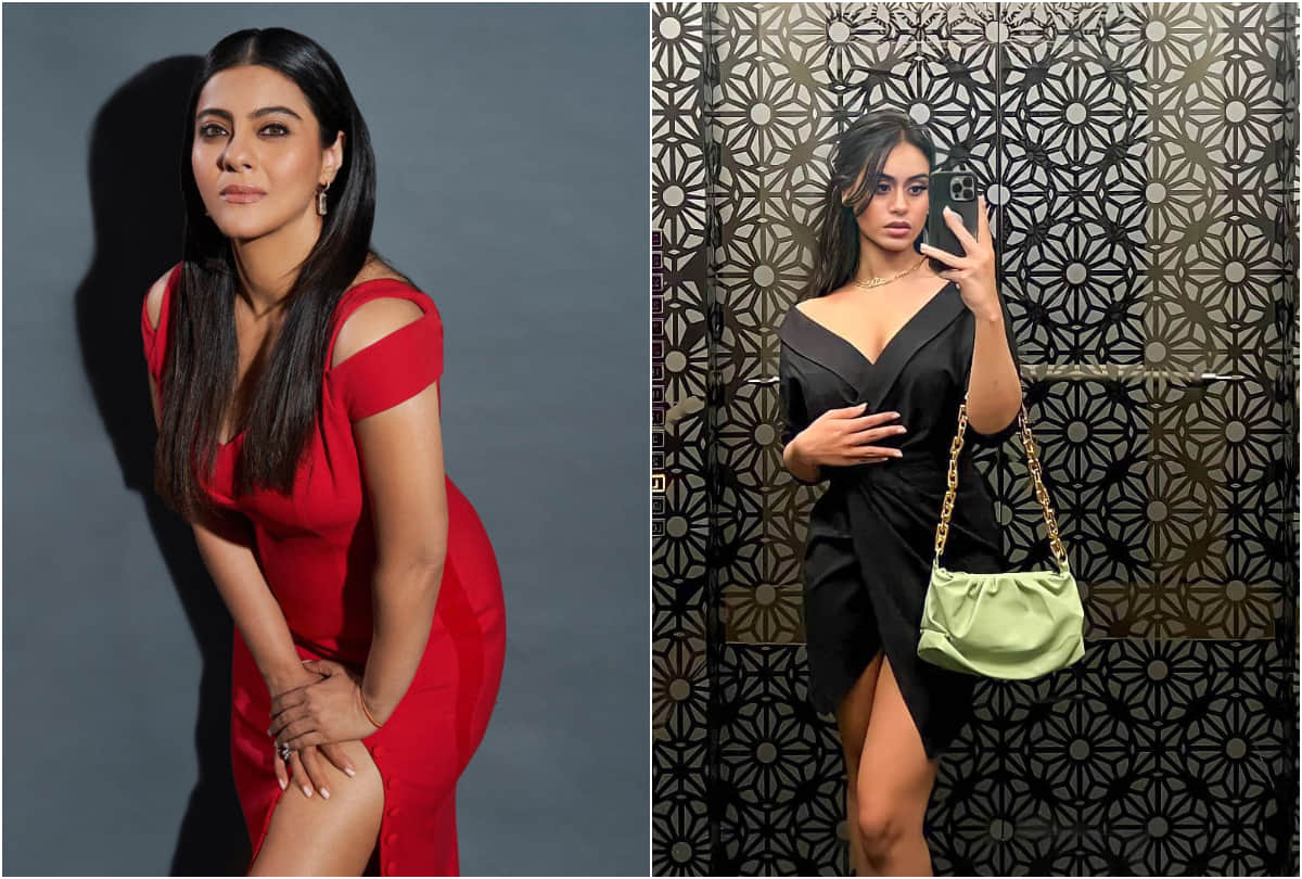 kajol stuns in red thigh high slit gown nysa devgan mirror selfie viral