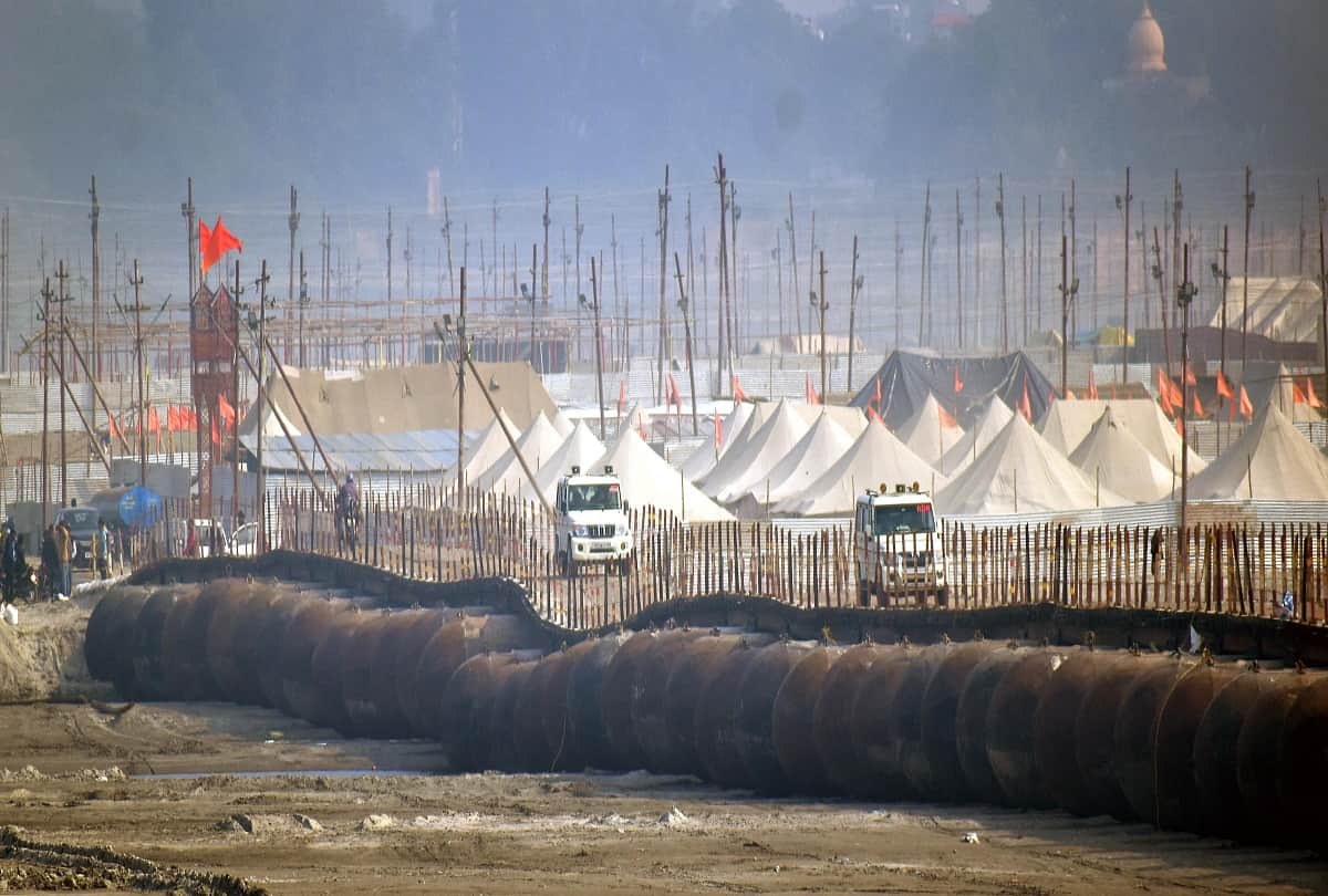 Magh Mela: Preparations for the Mela in the first rain, roads collapsed