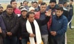 श्रीकोट खेल स्टेडियम  का निरीक्षण करते मंत्री डॉ. धन सिंह रावत