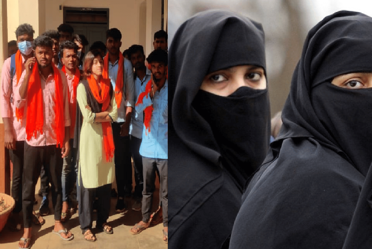 Karnataka College Students wear Saffron Scarves to Protest against Hijab in Classroom Controversy