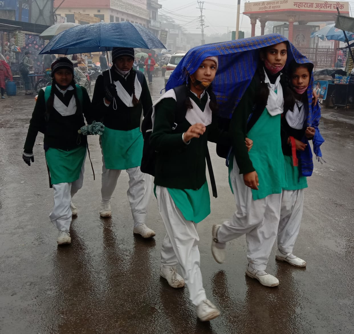 Students reached school shivering between rain and winter