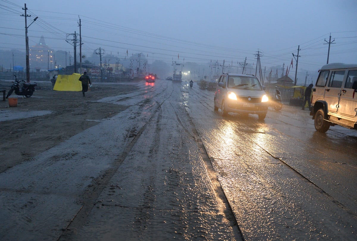 Magh Mela: Preparations for the Mela in the first rain, roads collapsed