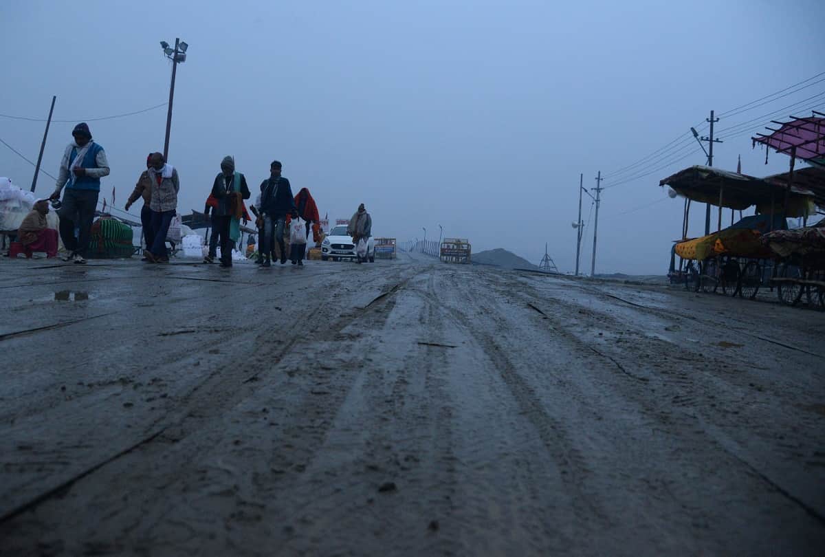 Magh Mela: Preparations for the Mela in the first rain, roads collapsed