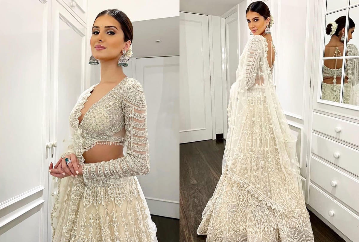 tara sutaria show elegance and royalty in silver white lehenga from falguni shane peacock