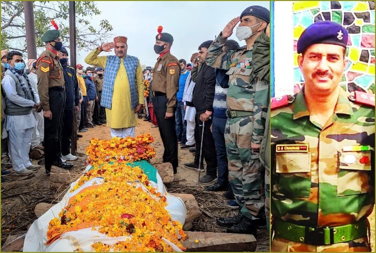 Martyr Subedar Major Shamsher Singh Chauhan was cremated with state honours in Rewari of Haryana