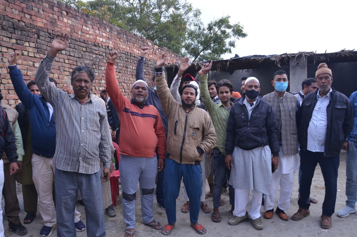 Demonstration of villagers accused of harassment on police