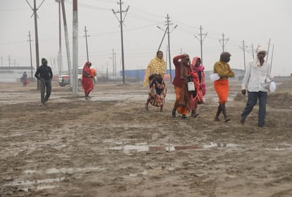 Prayagraj Magh Mela: Water on preparations of rain, some swamps and some roads sunken