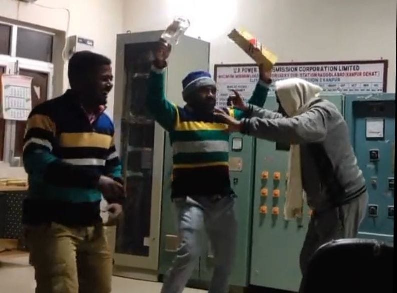 Video of electrical workers dancing with a bottle of liquor goes viral, superintending engineer will investigate