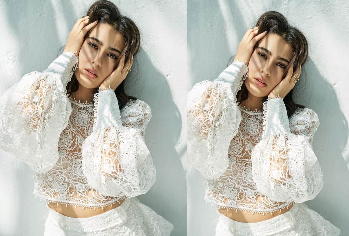 mouni roy gorgeous look in white lace skirt with sheer crop top