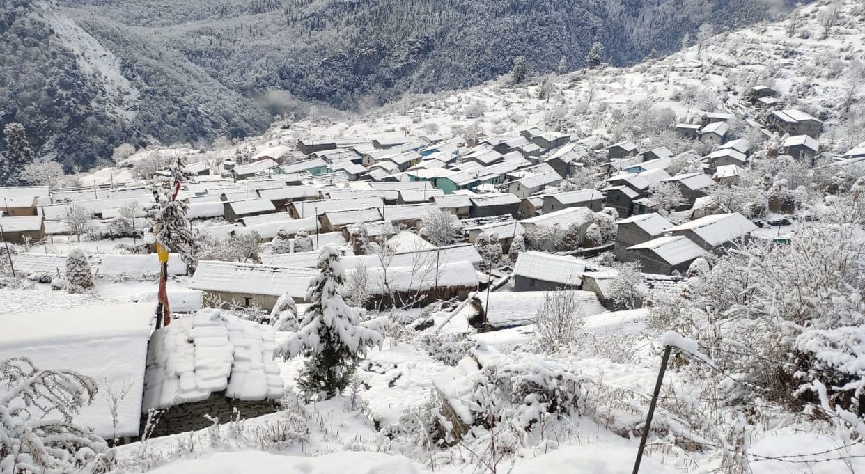 snowfall in uttarakhand: all day snowfall in kedarnath, chamoli 15 villages covered from snow, see photos
