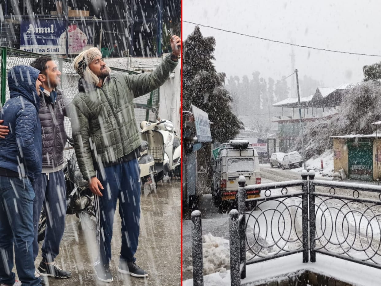 snowfall in mussoorie: snowfall in mussoorie, tourists reached mussoorie, see photos