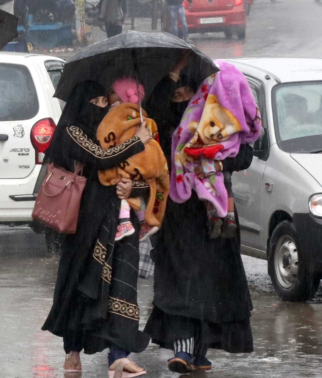 It rained throughout the day, people chilled by winter