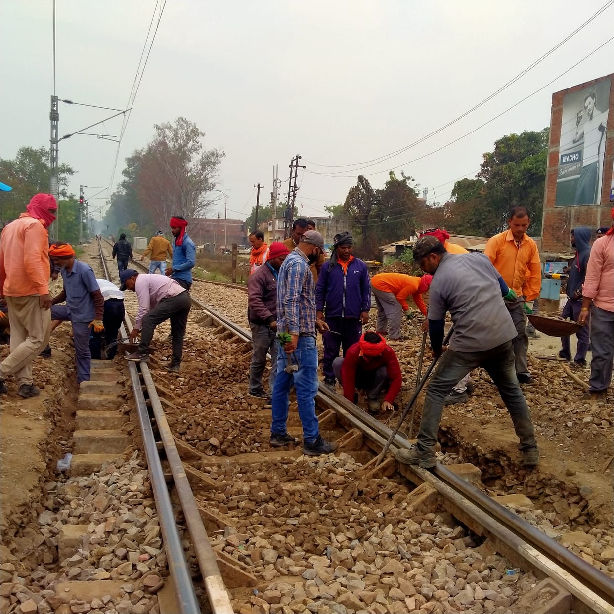 Repair work went on all day, crossing remained closed