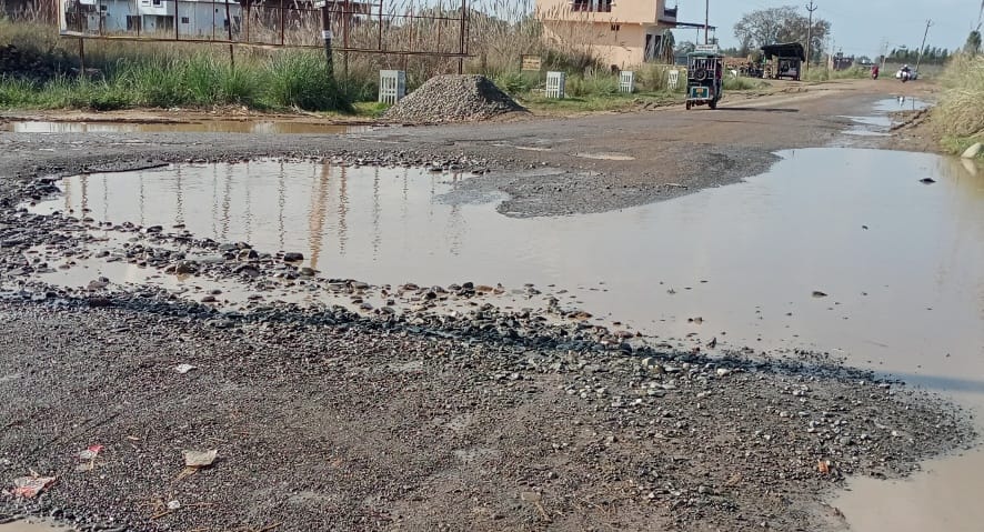 Waterlogging on the main road of St. Mary's Colony