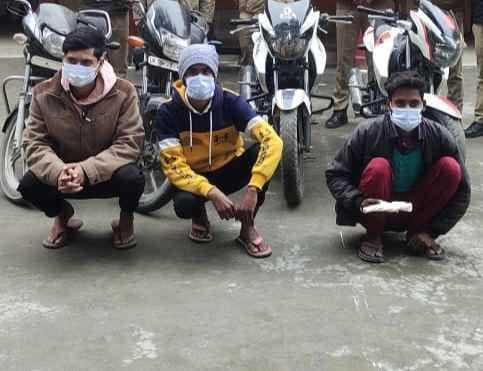 Three arrested with stolen bike, sent to jail