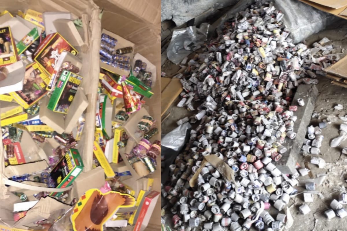 Action against those selling illegal firecrackers in the capital 2262 kg of illegal firecrackers seized six ar