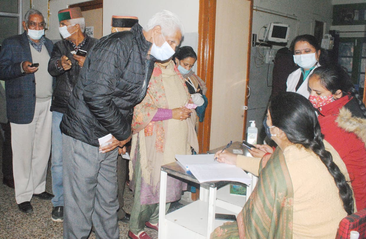 Senior citizens gathered for booster dose