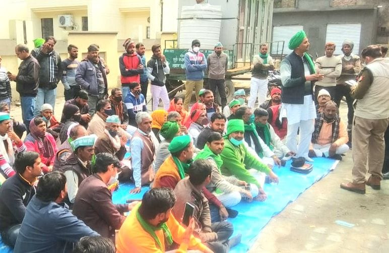 Farmers gathered at the protest site, the march was postponed