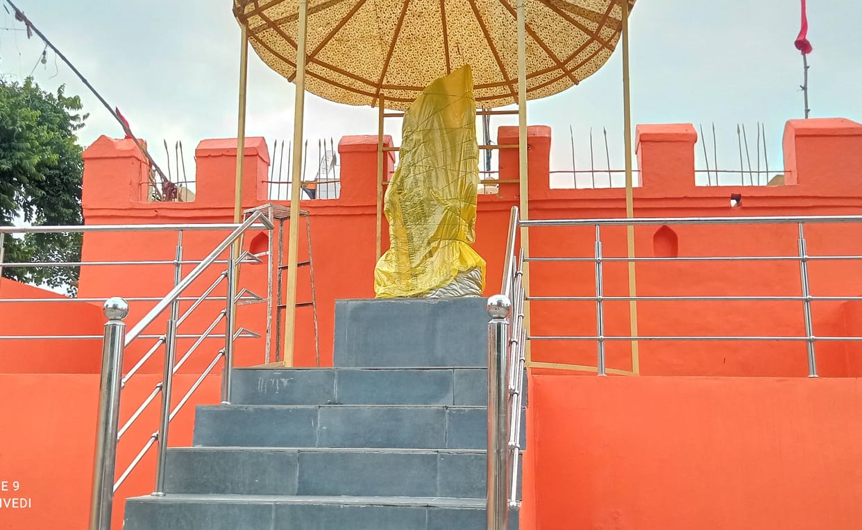 Statue of Lord Parashurama waiting to be unveiled