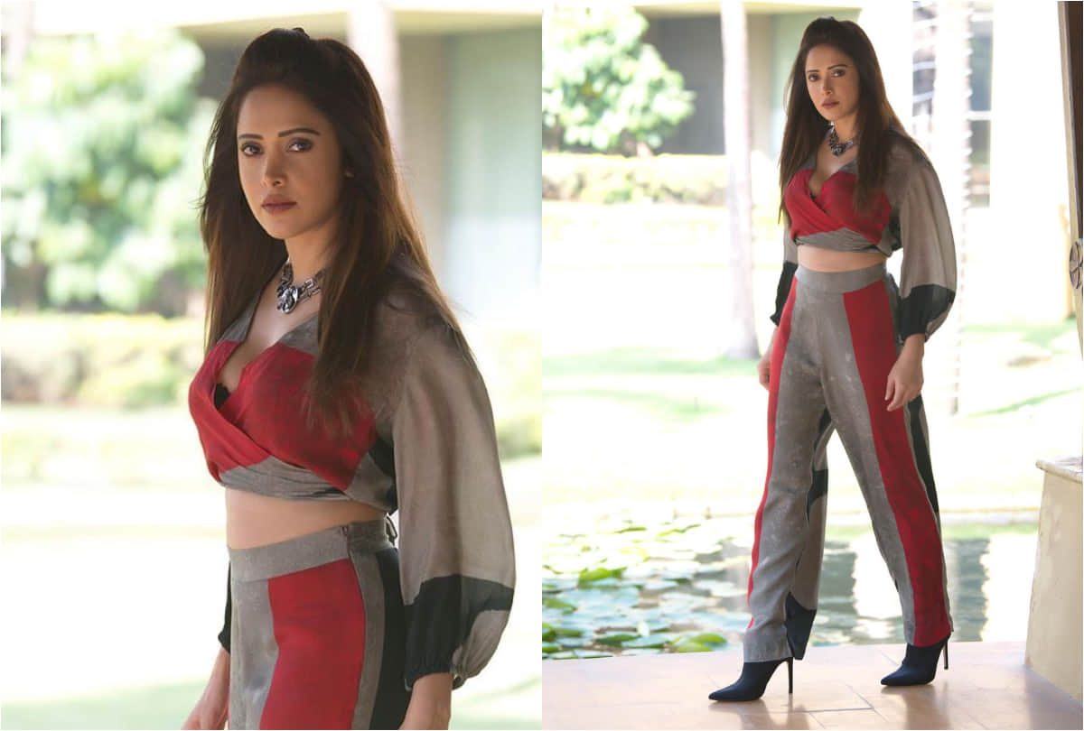 nushrat bharucha in red grey co ord set worth 14k perfect blend of style and comfort