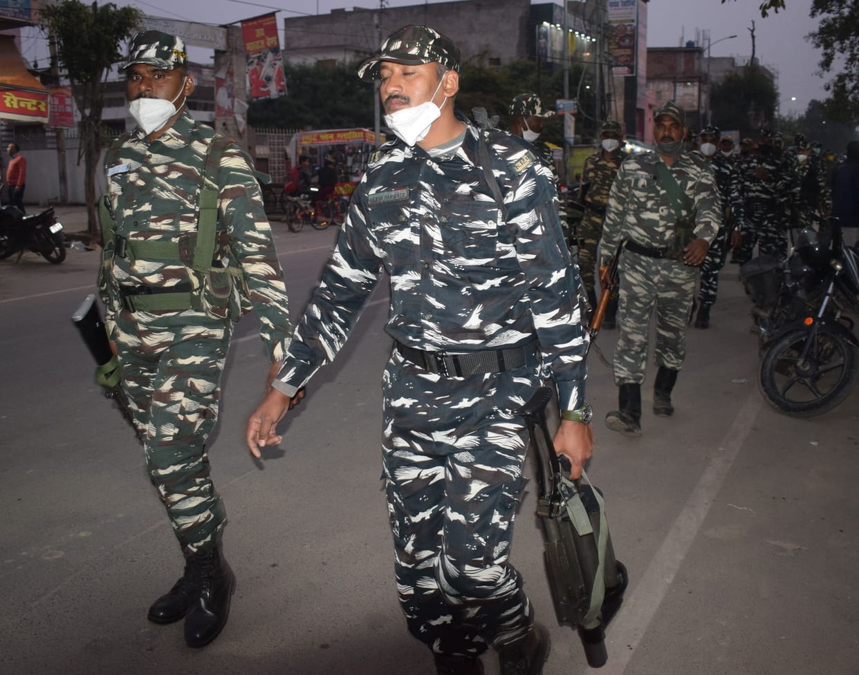 paramilitary forces march on foot