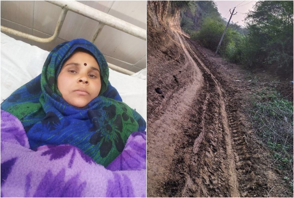 woman delivery on trolley in bah agra