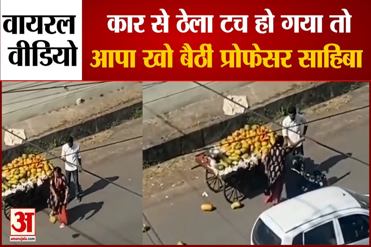महिला प्रोफेसर ने बीच सड़क पर किया हंगामा