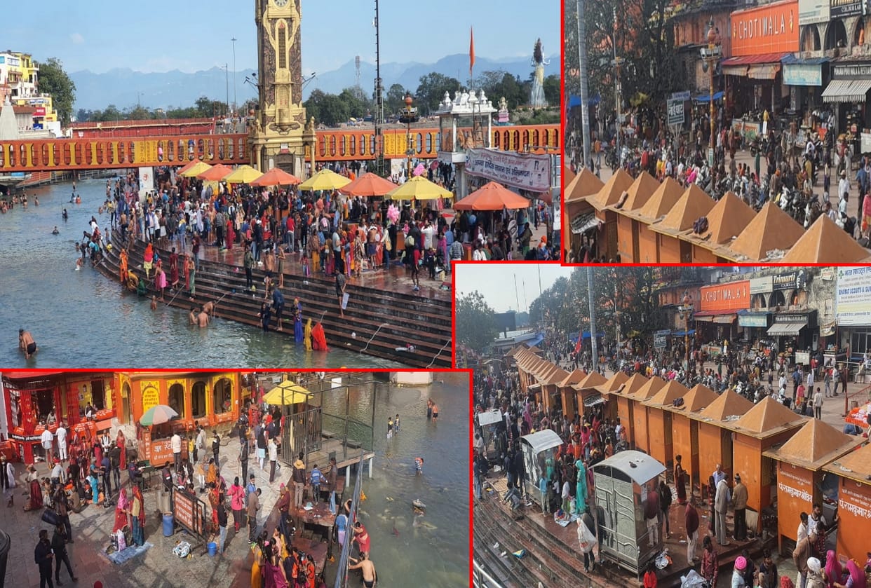 coronavirus in uttarakhand: people rush on haridwar ganga ghat, see photos