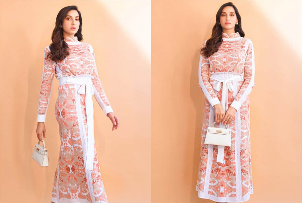 nora fatehi steal the limelight in powder blue kurta after covid recovery