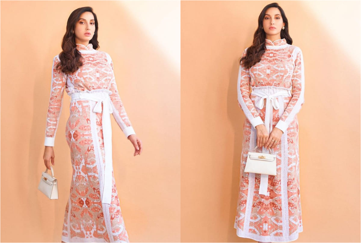 nora fatehi steal the limelight in powder blue kurta after covid recovery